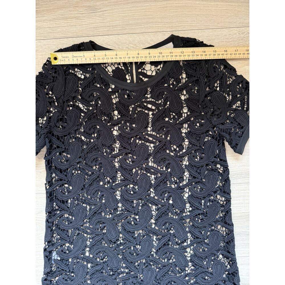 LOFT Black Paisley Lace Short Sleeve Blouse – Size Small - Picture 8 of 11
